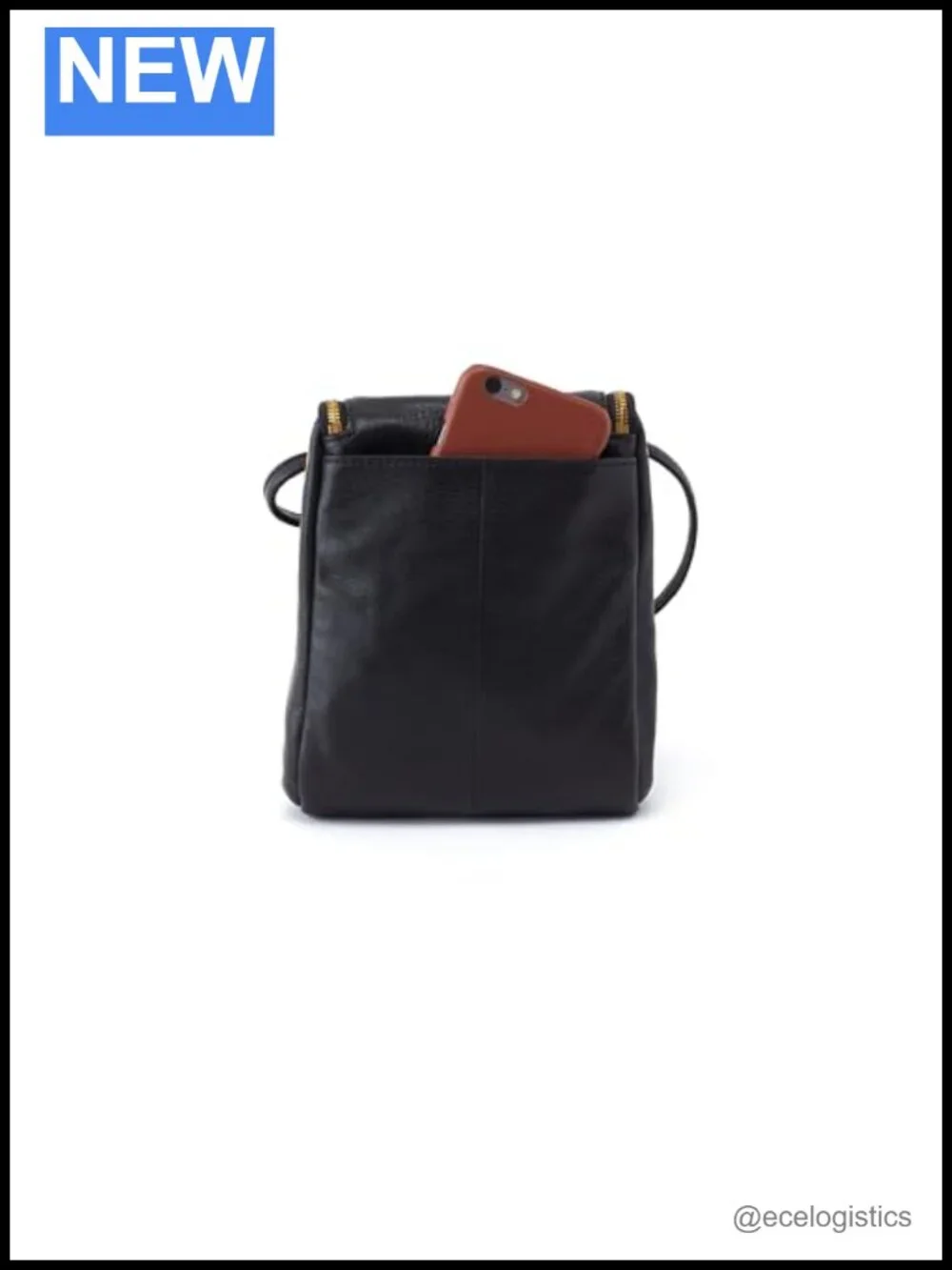 100% Leather Hobo Crossbody Bag - Double Zipper, Phone Pocket, Adjustable Strap